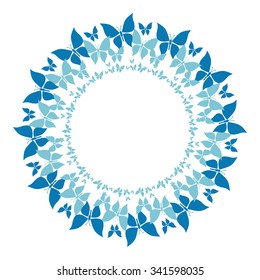 Round frame with blue  butterflies