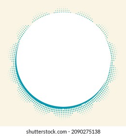round frame with blue halftone brush decor vector background