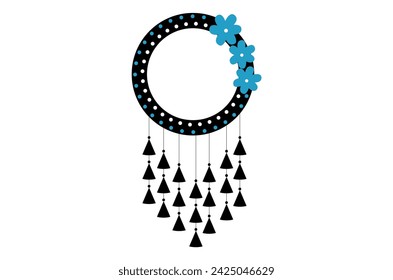 Round frame border design concept of flowers circles and bells isolated on white background - vector illustration