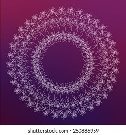 Round frame, border of floral ornament with swirls in vintage style