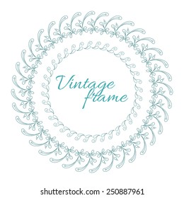 Round frame, border of floral ornament with swirls in vintage style
