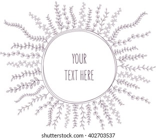 round frame with branches and place for text