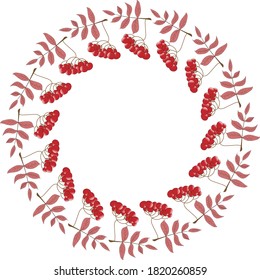 Round frame of branches and red berries