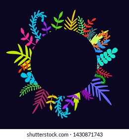 Round frame with bright leaves