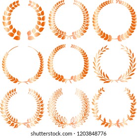 Round frame of Bronze laurel set