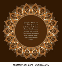 Marco redondeado de colores marrones. Patrón de mandala vectorial.