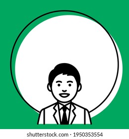 Round frame with businessman. Vector illustration.
