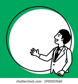 Round frame with businessman. Vector illustration.
