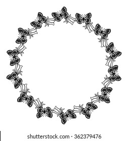 Round frame with butterflies