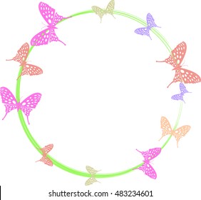 Round frame with butterflies and space for text