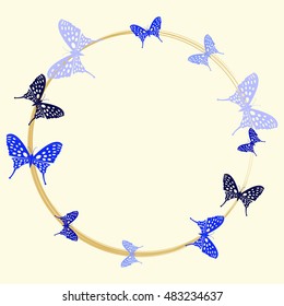 Round frame with butterflies and space for text