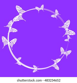 Round frame with butterflies and space for text