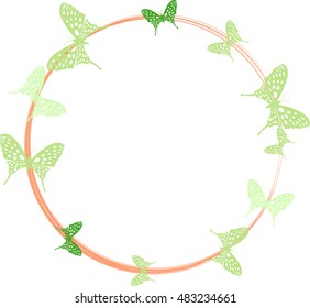 Round frame with butterflies and space for text
