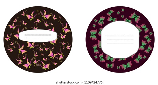 round frame of butterflies. Vector