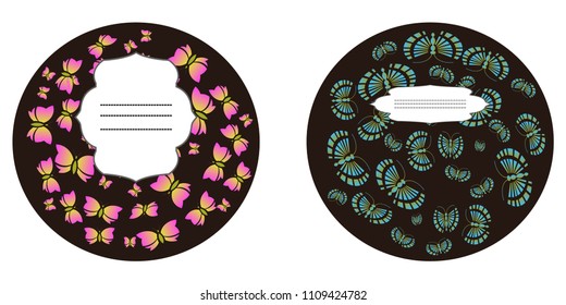 round frame of butterflies. Vector