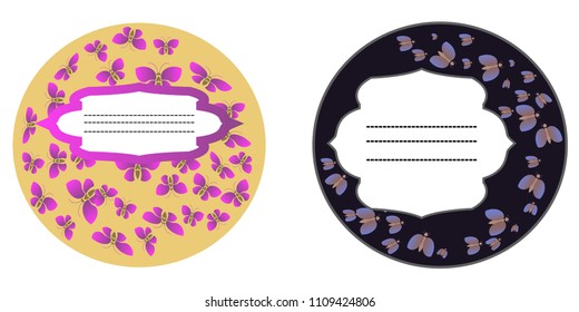 round frame of butterflies. Vector