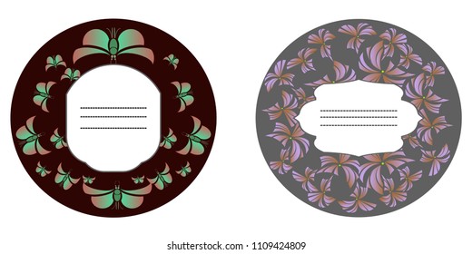 round frame of butterflies. Vector
