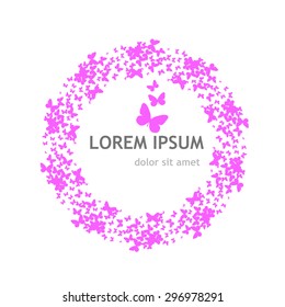 Round frame of butterflies. Vector