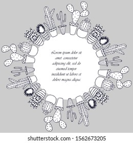 round frame of cacti. place for text. eps10 vector illustration