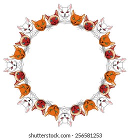 Round frame with cat's heads
