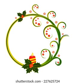 Round frame with Christmas candle