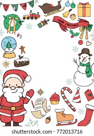 Round frame of Christmas decorations