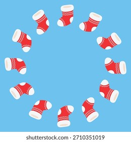 Medias de Navidades de marco redondo. Fondo aislado. Vector simple ilustración plana.