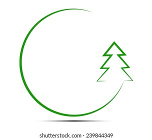round frame with Christmas tree