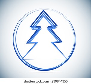 round frame with Christmas tree