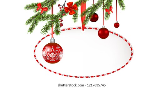 Round frame Christmas tree banner
