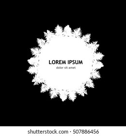 round frame with Christmas trees. Vector