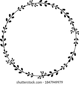 Round frame. Circle Ornamental decorative frame with floral element
