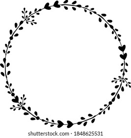 Round frame. Circle Ornamental decorative frame with floral element
