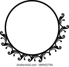 Marco redondo. Marco decorativo ornamental circular con elemento floral
