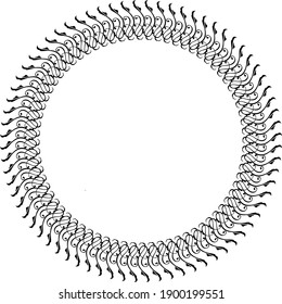 Marco redondo. Marco decorativo ornamental circular con elemento floral
