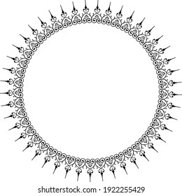 Round frame. Circle Ornamental decorative frame with openwork floral element 