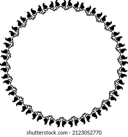 Round frame. Circle Ornamental decorative frame with floral element 