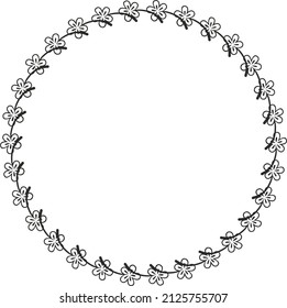 Round frame. Circle Ornamental decorative frame with floral element