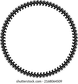 Round frame. Circle Ornamental decorative frame with leaves and floral element
