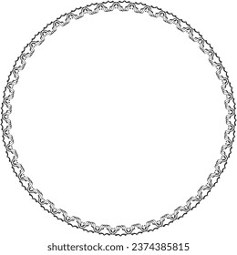 Round frame. Circle Ornamental decorative frame with floral element
