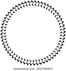 Round frame. Circle Ornamental decorative frame with floral element
