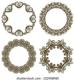 Round frame, Circular ornament design element, Vector set
