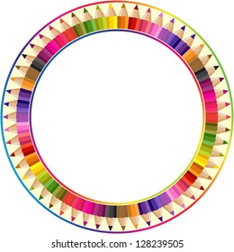 Round frame from color pencils