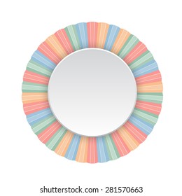 Round frame of color pencils. Vector illustration.