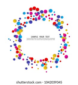 Round frame of colored confetti Abstract background
