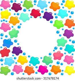 Round frame with colored stains