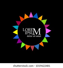 Round frame of colored triangles. Vector