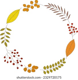 Round frame of colorful autumn frame