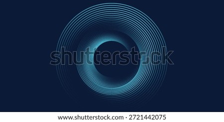 Round frame colorful blue green light isolated on dark background. Abstract circles lines pattern. Vector illustration concept for music, digital, modern science, Ai technology