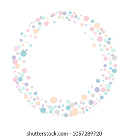 A round frame of colorful confetti. Element of design. Pastel colors